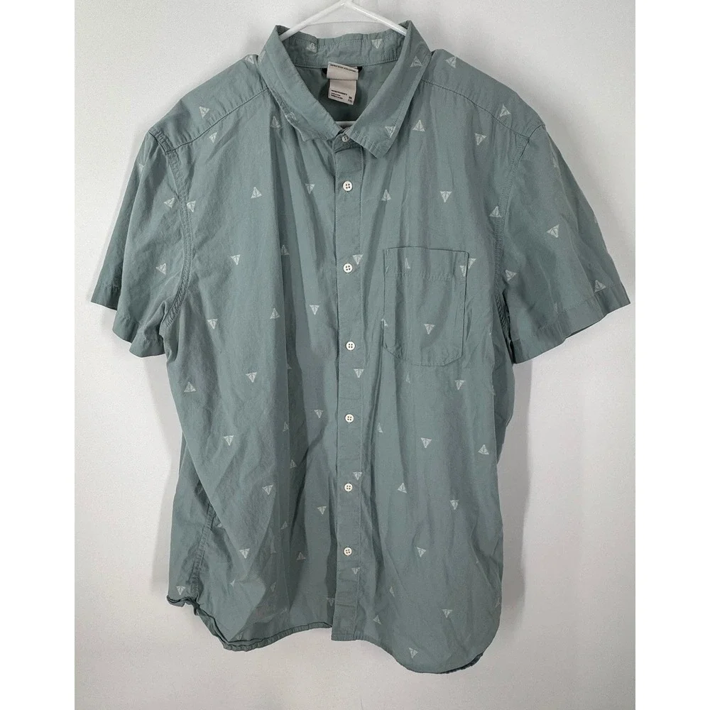 NEW The North Face Shirt Mens XXL Blue Hawaiian Printed Button Up Beach Island